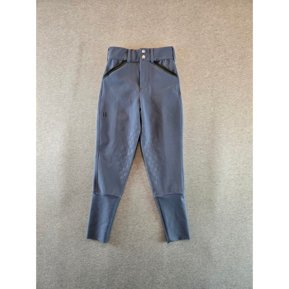Free Ride Equestrian Breeches Kids 9-10 Slate Blue Full Seat Silicone Grip
